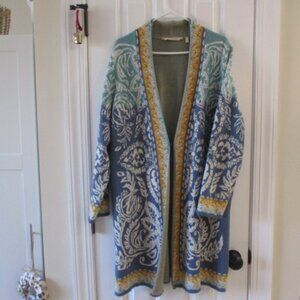 Soft Surroundings Sweater Coat in Tapestry Blue'sLadies Sz Large